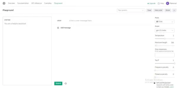 Panel ChatGPT Playground Dashboard