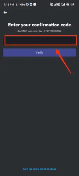 Inserisci il codice di verifica o conferma