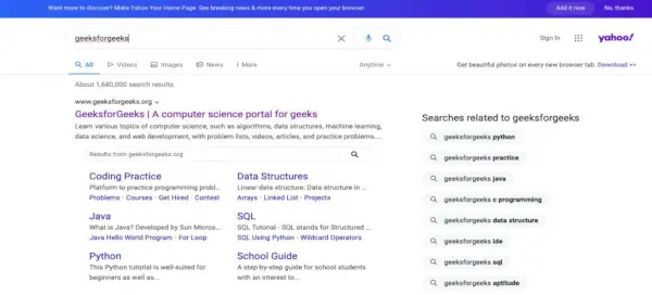 Yahoo-zoekmachine
