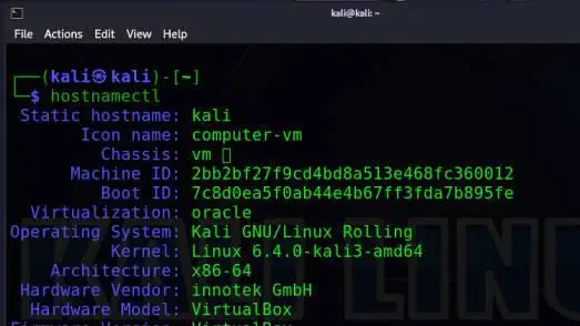 Avataan pääte ja suoritetaan hostnamecl-komento