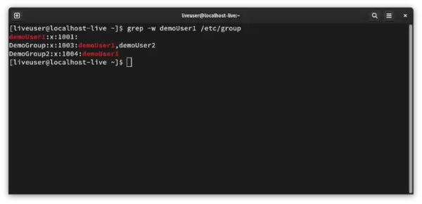 grep 명령을 사용하여 /etc/group 파일에서 그룹 정보를 편리하게 검색합니다.