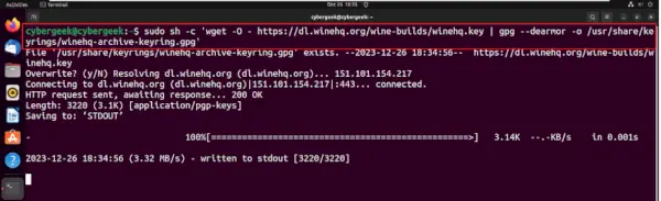 Завантаження ключа WineHQ GPG
