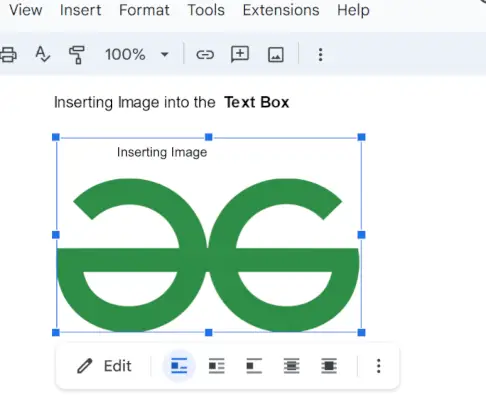 Vorschau des Bildes im Textfeld