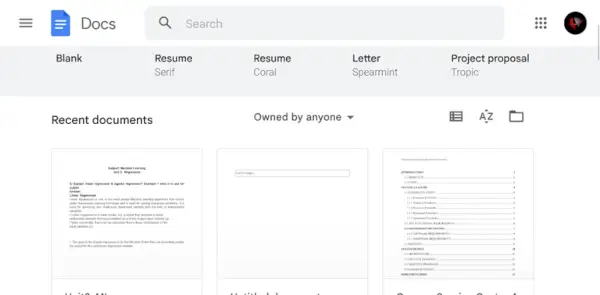 Öffnen der Google Docs-Website