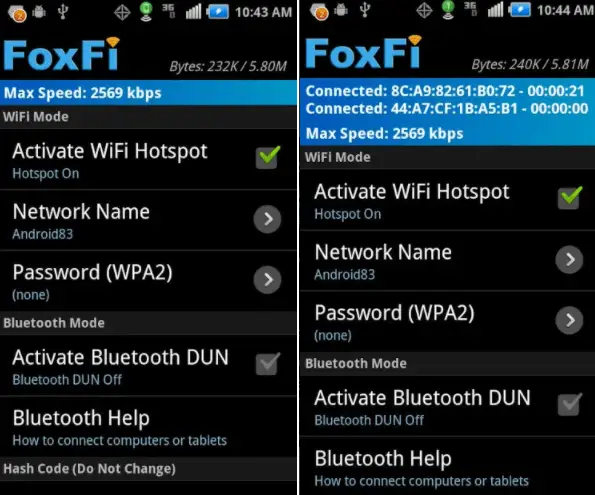 Hotspot aplikácie pre Android