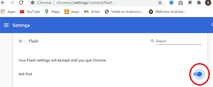 Schakel Flash in Chrome in