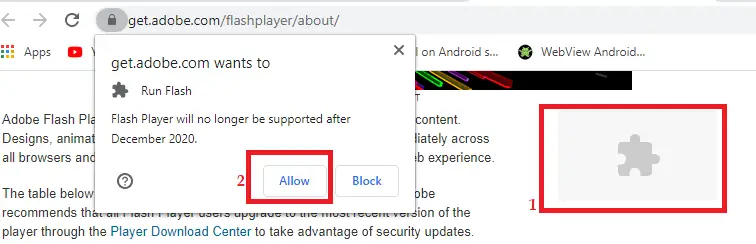 Activați Flash în Chrome