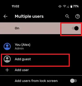 Comment activer le mode Invité sur Android