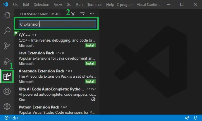 C-program futtatása a Visual Studio Code-ban