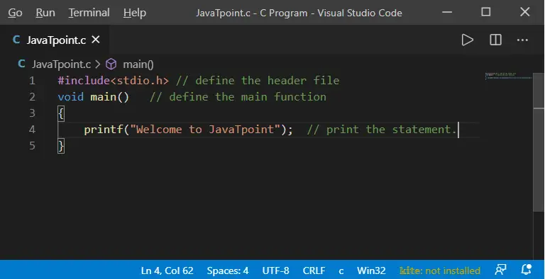 C-program futtatása a Visual Studio Code-ban