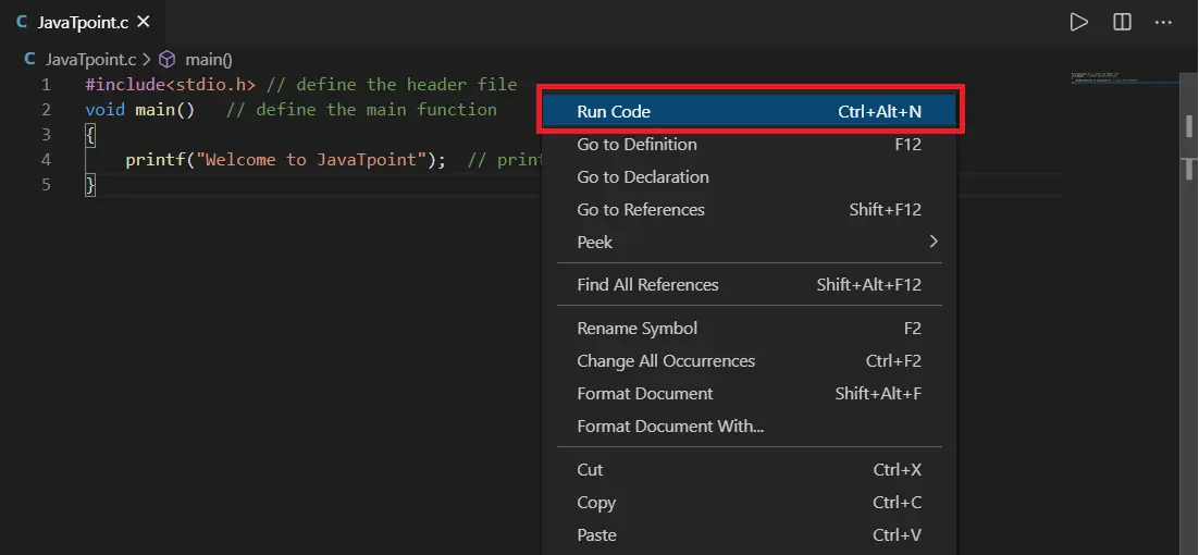 C-program futtatása a Visual Studio Code-ban