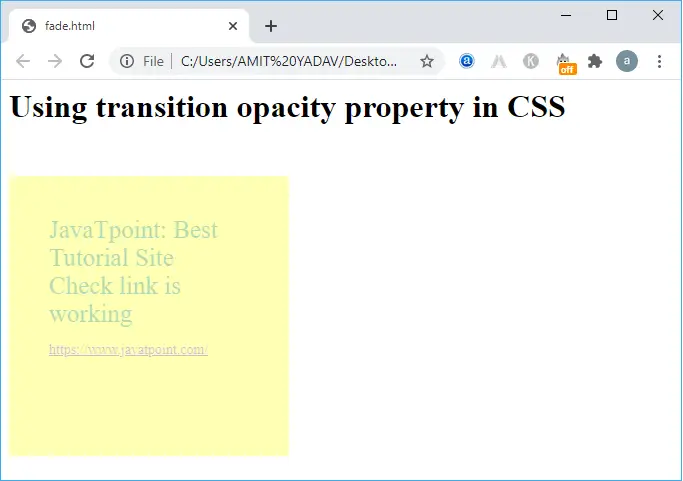 Opacità di transizione CSS