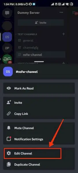 Vælg Rediger kanal