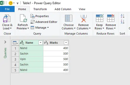 Power Query redaktors