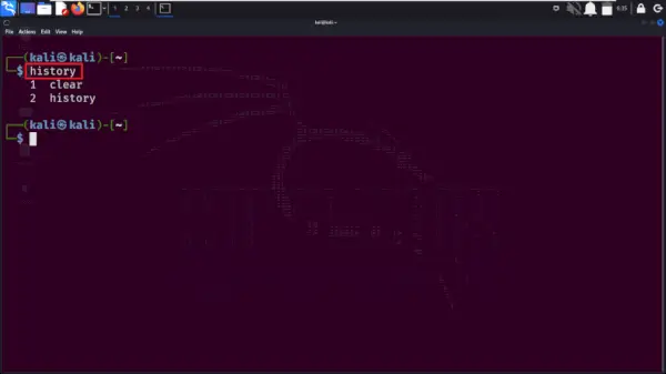 História terminálu bola vymazaná