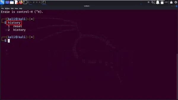 História terminálu vymazaná