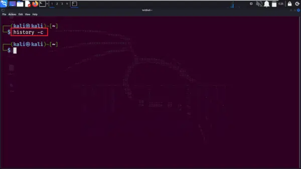 Na vymazanie použite príkaz histórie s -c