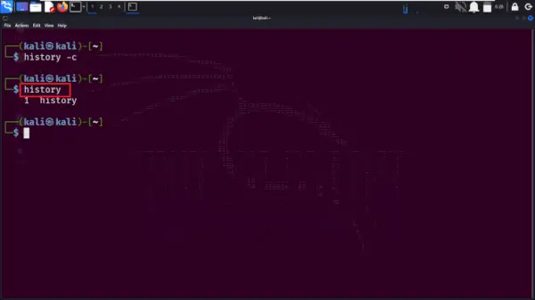 História terminálu vymazaná