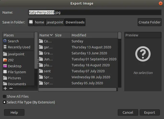 GIMP Enregistrer l'image au format JPEG