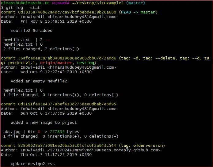 Git log 2