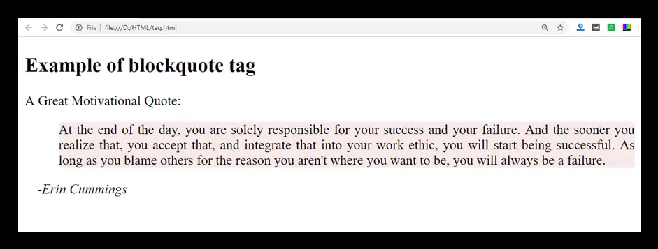 HTML blockquote tag