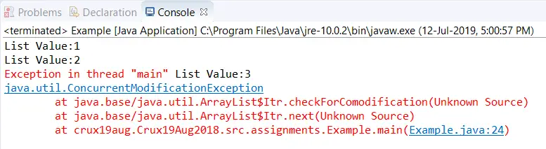 ConcurrentModificationException ב-Java