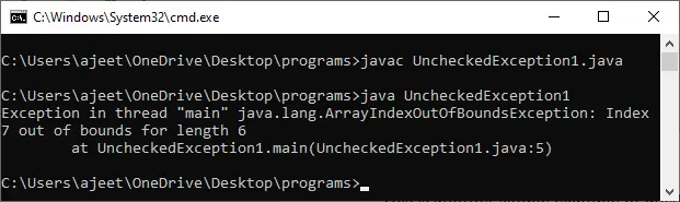 Typer af undtagelser i Java