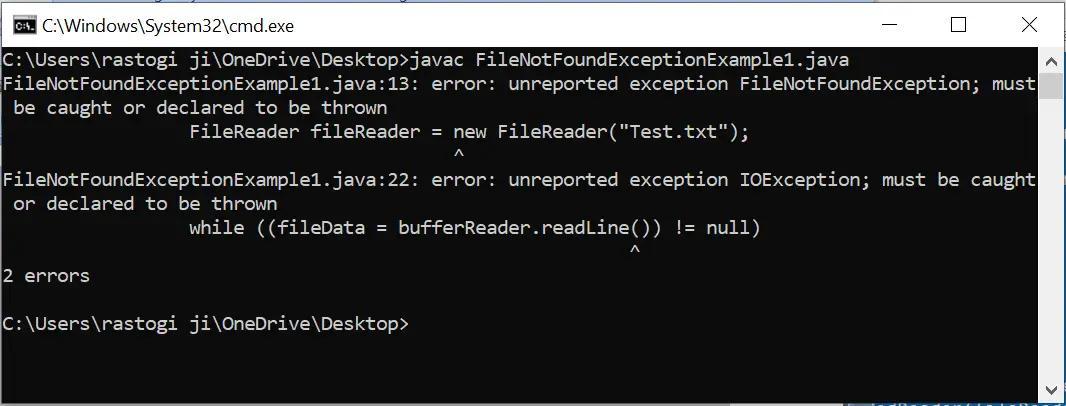 FileNotFoundException ב-Java