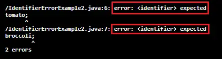 Očekivana pogreška identifikatora u Javi