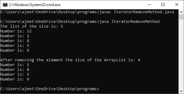 Pašalinkite elementą iš „ArrayList“ programoje „Java“.