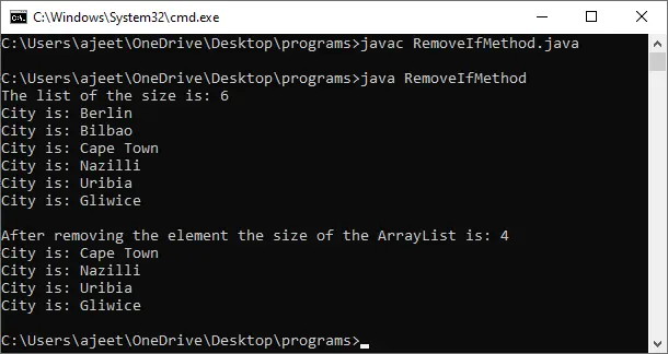 Fjern et element fra ArrayList i Java