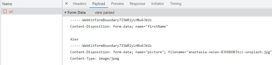 Datos de formulario JavaScript