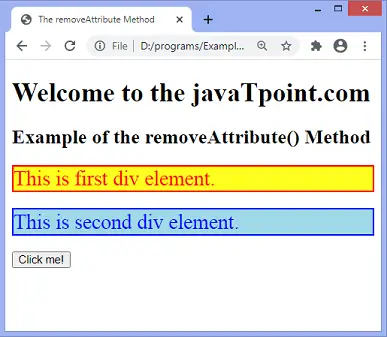 JavaScript removeAttribute() metódus