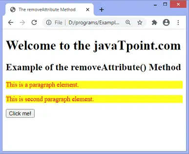 JavaScript removeAttribute() metódus