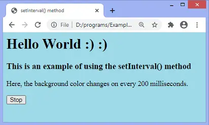 Méthode JavaScript setInterval()