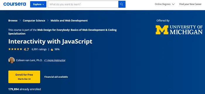 Certificazione JavaScript gratuita