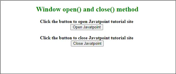 „JavaScript“ lango atidarymo metodas