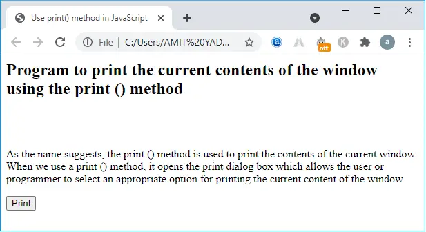 JavaScript-Methode print()