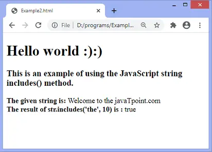 Ciąg JavaScript zawiera()