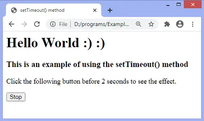 JavaScript setTimeout() metode