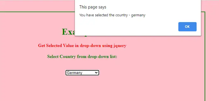 jQueryのドロップダウンで選択された値を取得します。