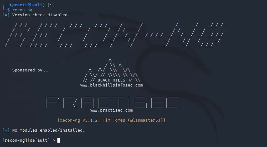 Recon-ng Tool zum Sammeln von Informationen in Kali Linux