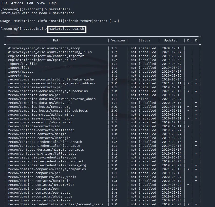 Outil de collecte d'informations de reconnaissance dans Kali Linux