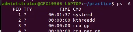 ps – galimybė peržiūrėti visus Linux sistemoje veikiančius procesus