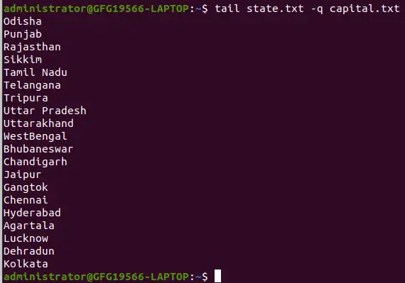 Izmantojot opciju -q astes komandā operētājsistēmā Linux