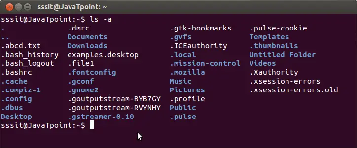 linux-répertoires-ls-a-commande