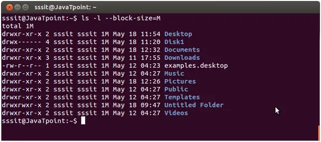 Linux ls -l --block-size=[BOYUT]