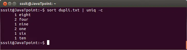 Linux Uniq filtri