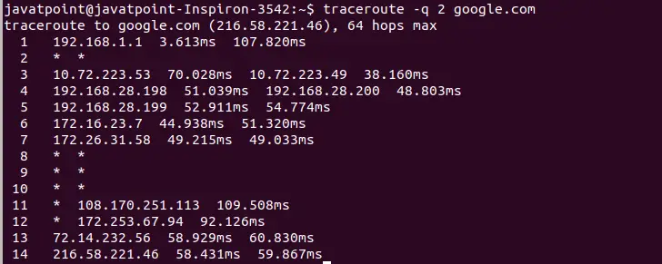 Traceroute de Linux