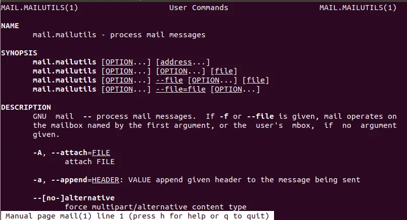 Comando de correo de Linux